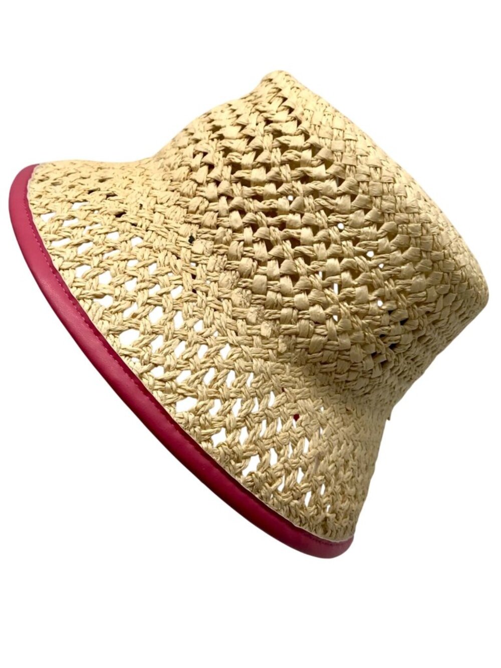 On 34th Medium Beige & Pink Crochet Bucket Hat